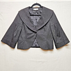 Nine West Jacket Women's Size 8 Black Cape Collar 3/4 Sleeve Coat 54050